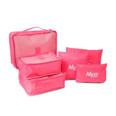 Lot de 6 sacs de rangements valise fushia