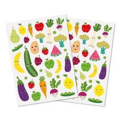 Lot de 64 gommettes fruits et légumes