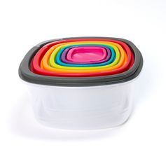 Lot de 7 boîtes de conservation carrées colorées