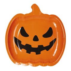 Lot de 8 assiettes citrouille halloween orange