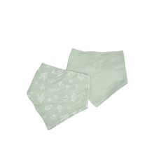 Lot de deux bavoirs bandana gaze de coton bleu céladon