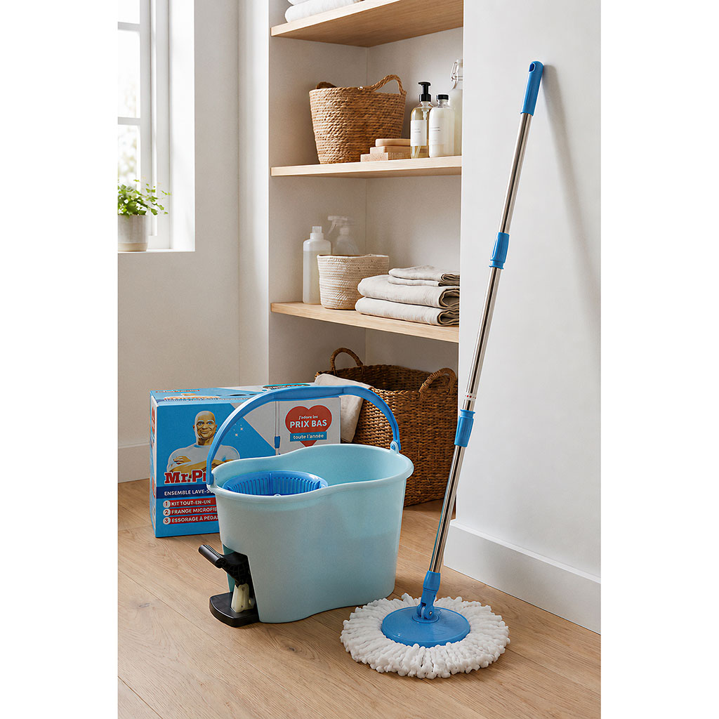 Lot seau essoreuse et serpillère 8.5L