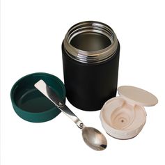 Lunch box isotherme couvercle inox et cuillère vert 0.5L