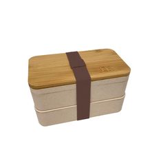 Lunch box plastique couvercle bambou 10.5x9.5x18.4cm