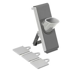 Mandoline multi découpe à piston plastique gris 9.5x15x26.5cm