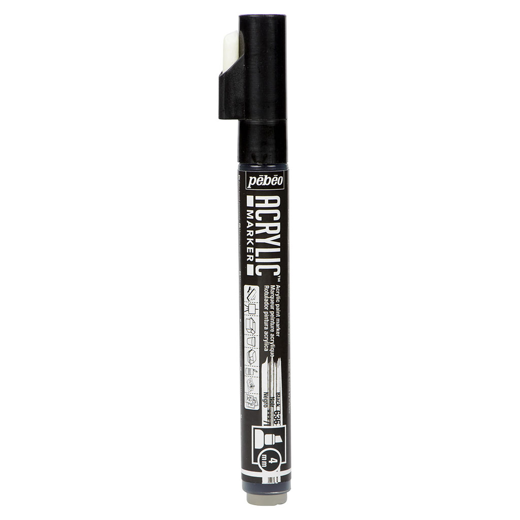 Marqueur peinture acrylique pointe biseautée noir 4mm