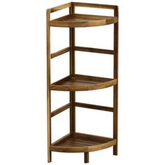 Meuble d'angle salle de bain 3 étagères acacia 29x85x29cm