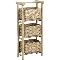 Meuble de rangement 3 paniers bambou 40.5x92.5x23cm