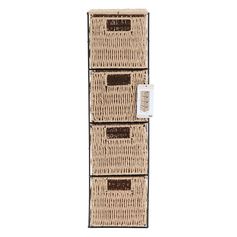 Meuble de rangement 4 tiroirs naturel 18x64x25cm
