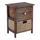 Meuble de rangement paulownia 1 panier 1 tiroir marron bois 37.5x48x27.5cm