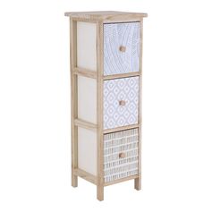 Meuble de rangement paulownia 3 tiroirs bois naturel 25x77x25cm