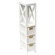 Meuble de rangement salle de bain blanc 1 étagère et 3 paniers blancs 17x82x24cm