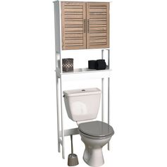 Meuble dessus wc STOCKHOLM 2 portes blanc et bois 63x179x23cm