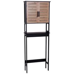 Meuble dessus wc BERGEN 2 portes noir et bois 63x179x23cm
