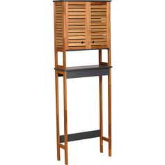 Meuble dessus wc bois acacia 2 portes 1 étagère 60x173x22.5cm