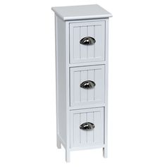 Meuble salle de bain 3 tiroirs poignées coquilles blanc 25x77x25cm