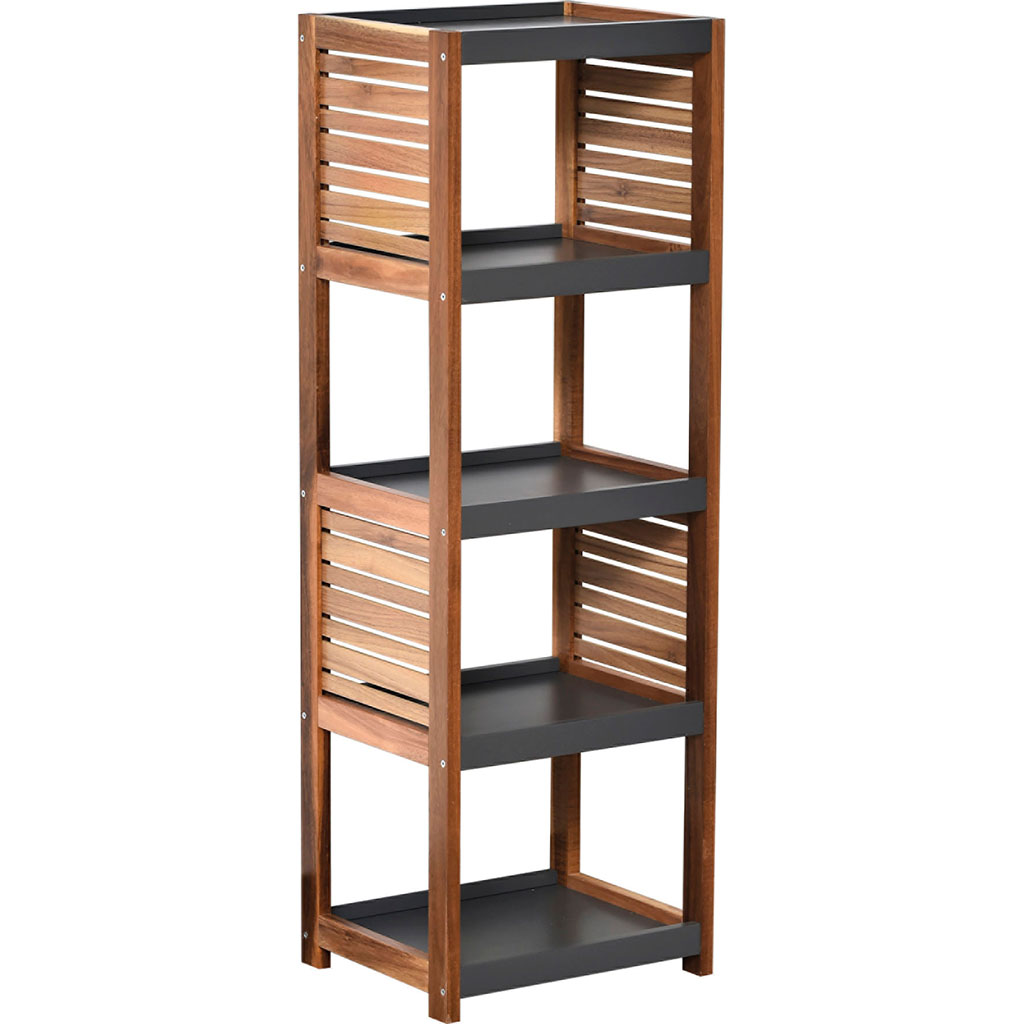 Meuble salle de bain 5 étagères acacia 36.5x108.5x30cm  Centrakor