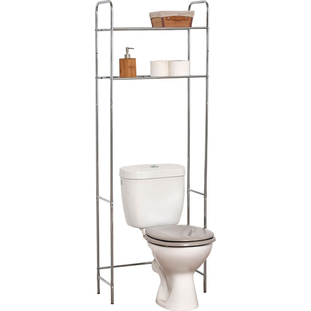 Meuble WC 2 tablettes métal chromé 61x173x28cm  Centrakor