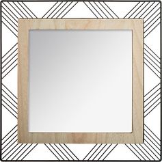 Miroir carré métal et bois 45x45cm