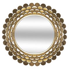 Miroir en métal doré forme fleur D 91cm