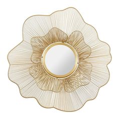 Miroir fleur métal doré D69cm