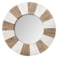 Miroir rond bois à relief en bois bicolore D 90cm