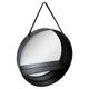 Miroir rond métal à suspendre avec étagère noir D 55cm