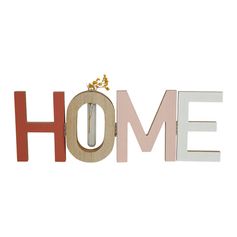 Mot décoratif "Home" bois avec soliflore L 34cm