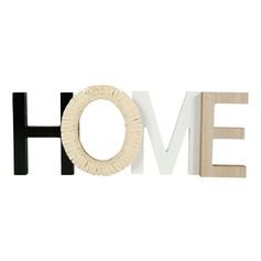 Mot décoratif "Home" bois et rafia L 38cm