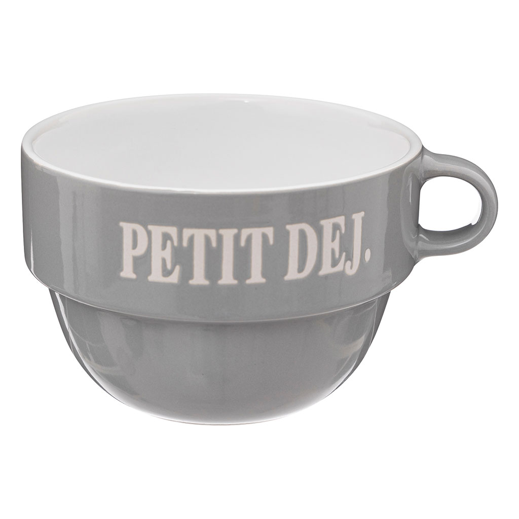 Bol avec anse petit déjeuner gris 62cl