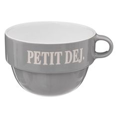 Bol avec anse petit déjeuner gris 62cl