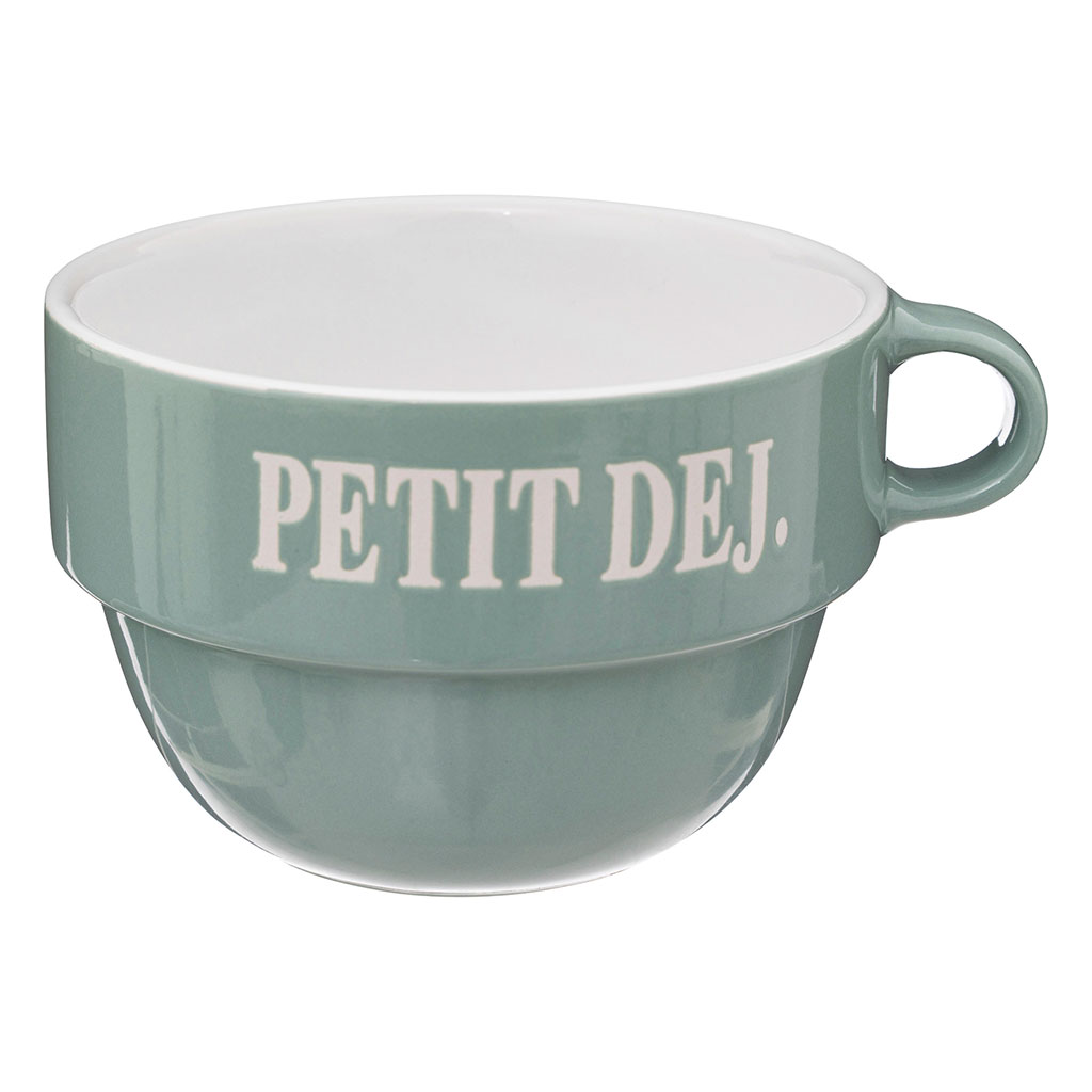 Bol avec anse petit déjeuner vert menthe 62cl