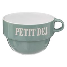 Bol avec anse petit déjeuner vert menthe 62cl