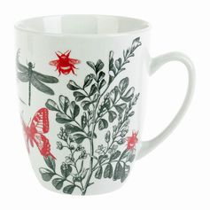 Mug porcelaine JARDIN rouge et noir 34cl - LETHU