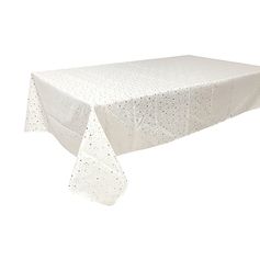 Nappe de Noël étoiles 140x240cm polyester ivoire et or
