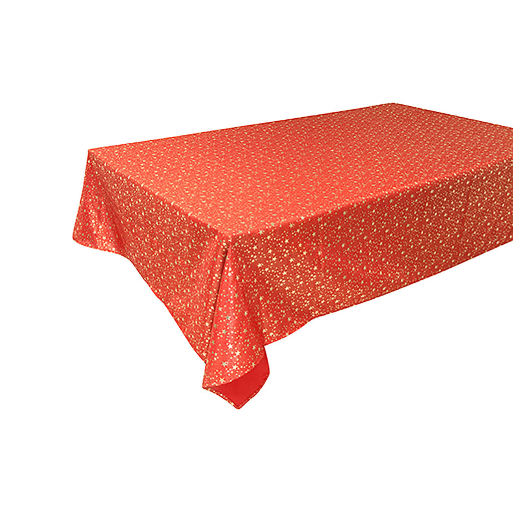 Nappe de Noël étoiles 140x360cm polyester rouge et or