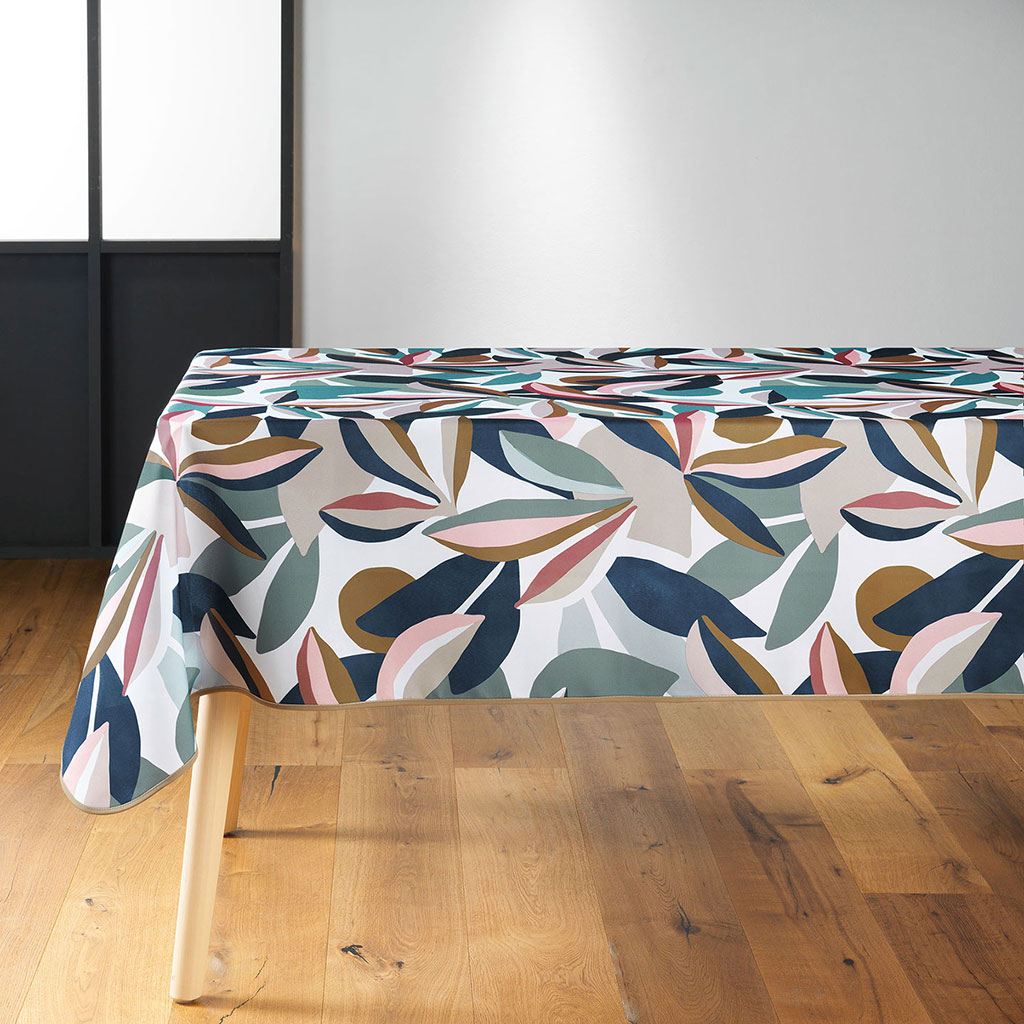 Nappe rectangulaire LAVINIA polyester vert et rose 150x240cm Centrakor