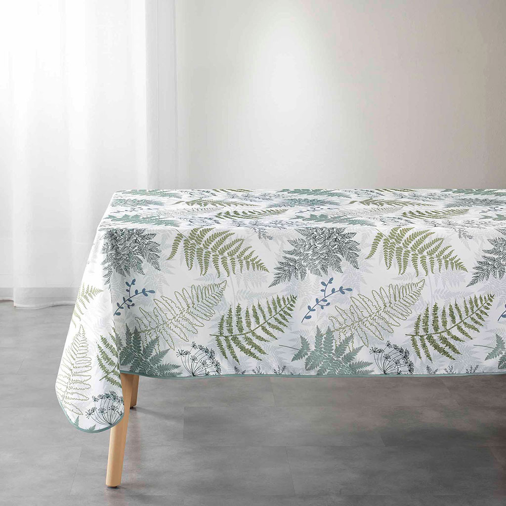 Nappe rectangulaire MELISANDRE polyester imprimé vert 150x240cm Centrakor