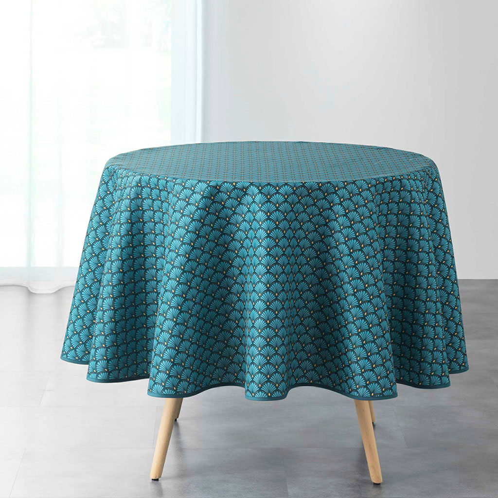 Nappe ronde ARTCHIC polyester bleu D 180cm Centrakor