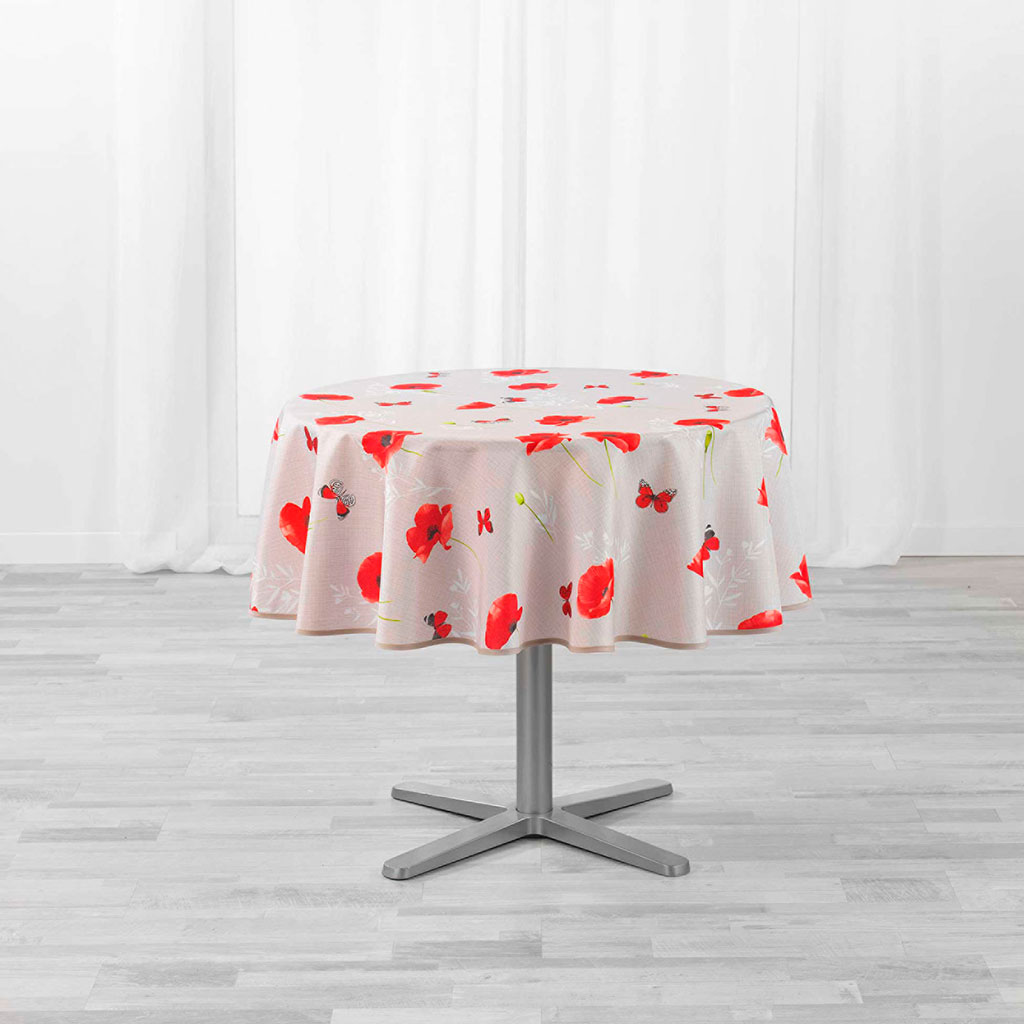 Nappe ronde polyester Sweet Poppy D 180cm Centrakor