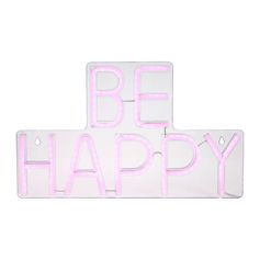 Néon "Be happy" USB rose 39x23.5cm