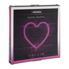Néon cœur rose à piles 23x23cm