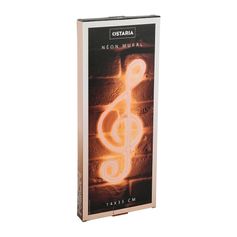 Néon note de musique orange à piles 35x14cm