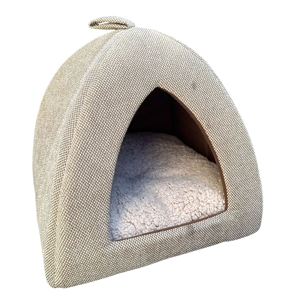 Niche tipi LOMA chien et chat effet bouclette beige H 40cm