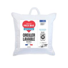 Oreiller lavable à 95°C 60x60cm - BLEU CALIN