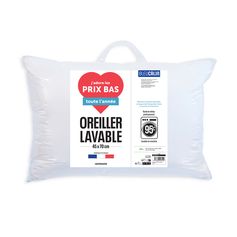 Oreiller rectangulaire lavable 95°C 45x70cm - BLEU CALIN