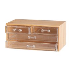 Organisateur maquillage 4 tiroirs bambou 15.2x23.3x10.10cm