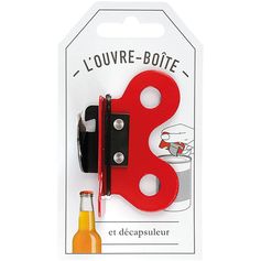 Ouvre boîte décapsuleur métal rouge