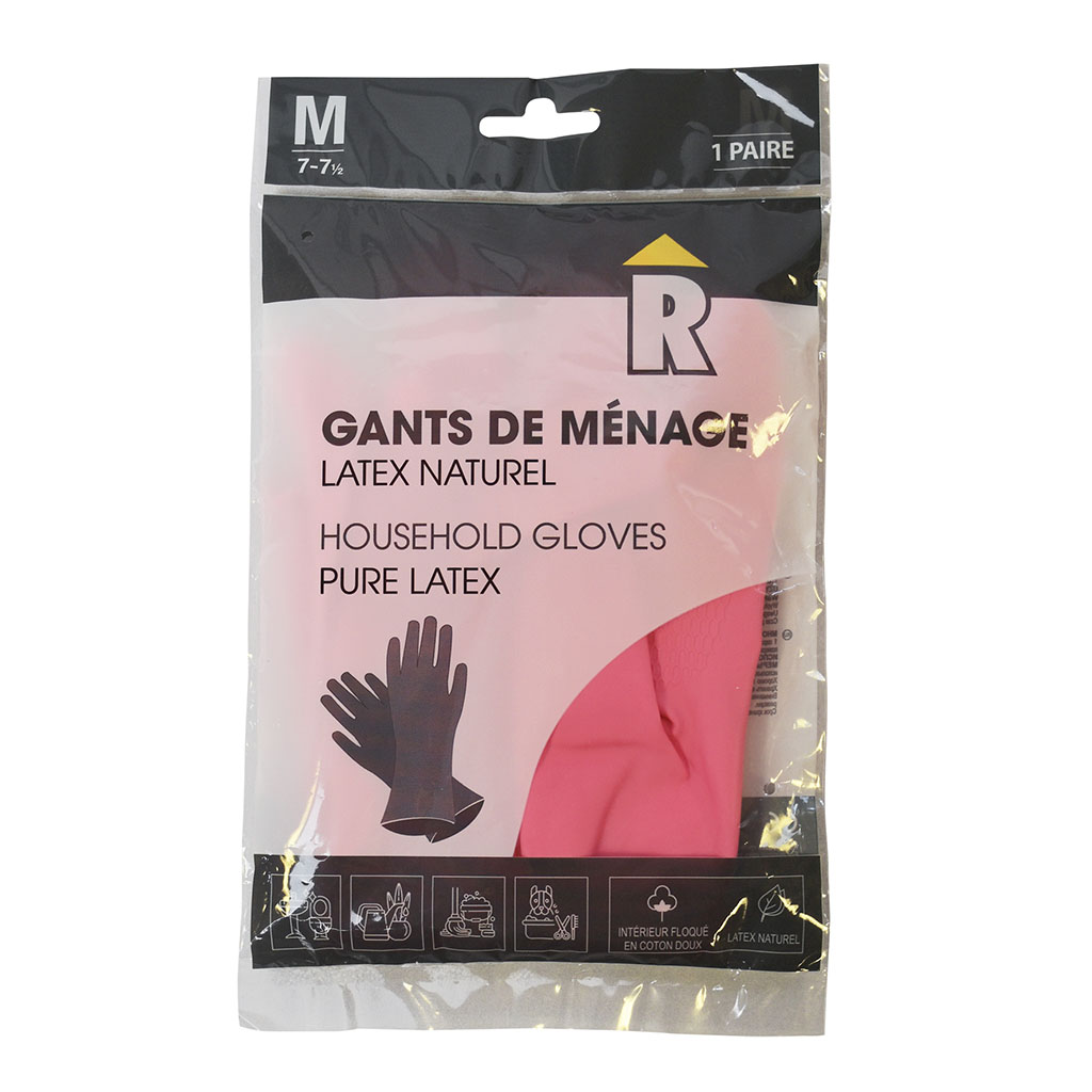 Paire de gants de ménage en latex naturel taille 7