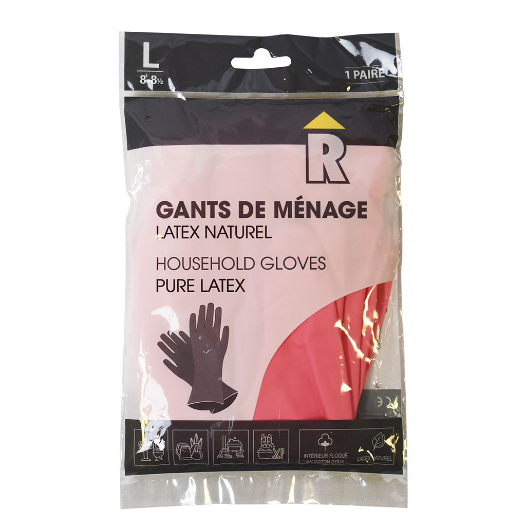 Paire de gants de ménage en latex naturel taille 8